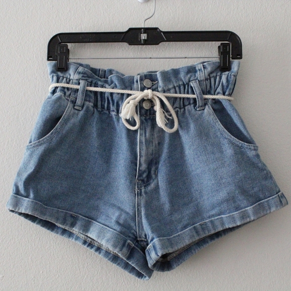 PacSun Lauren Blue Paperbag Denim Mom Shorts - Picture 2 of 9